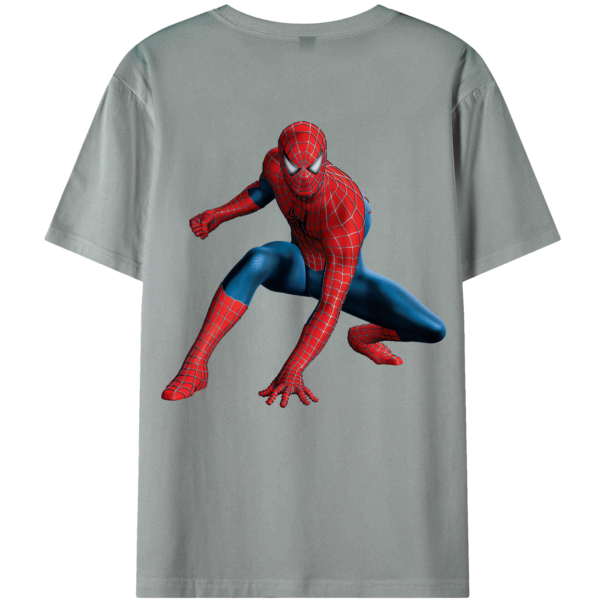 （画像用） Spider Man スパイダーマン 綿100％ メンズ半袖Tシャツ（バックプリント） 通気性